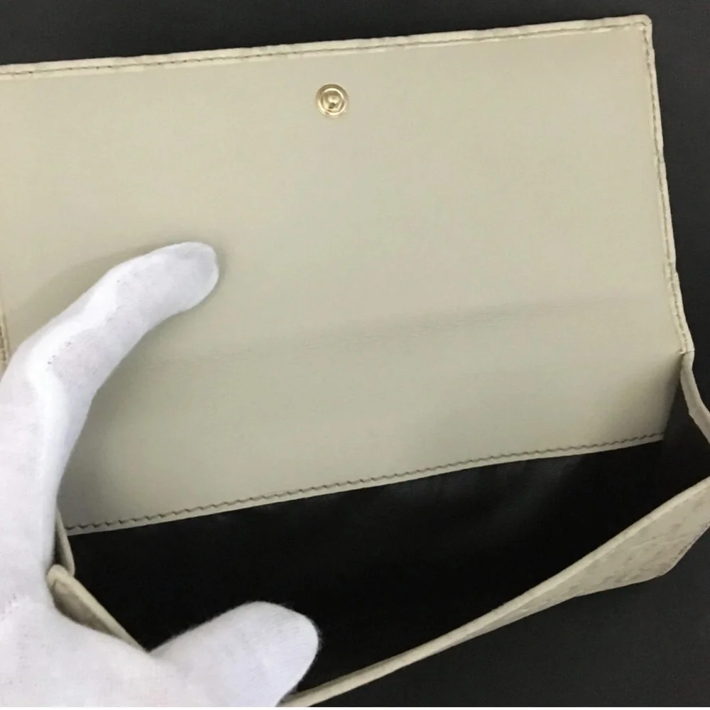 Gucci Cream Guccissima GG Embossed Long Wallet - Picture 10 of 11